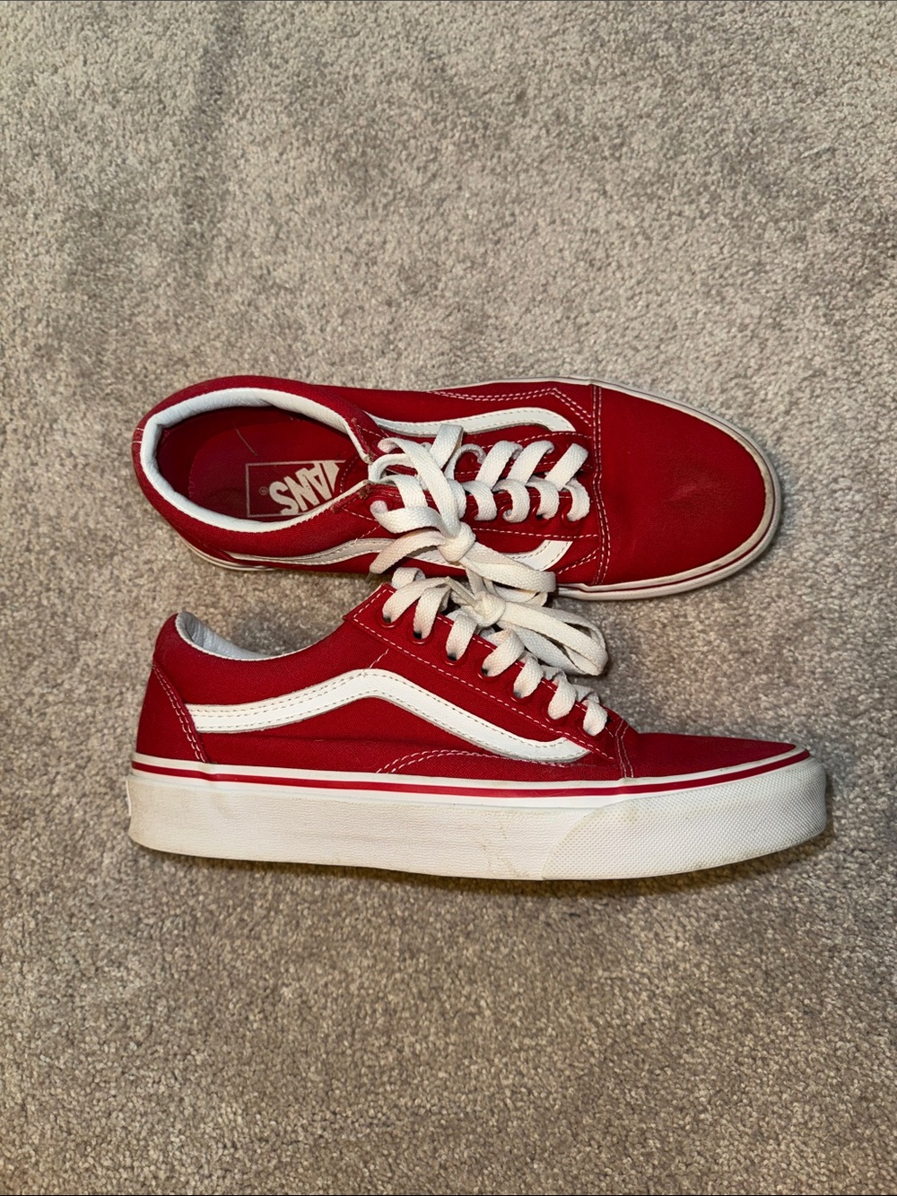 Vans Red & White Old Skool Low Top Sneakers